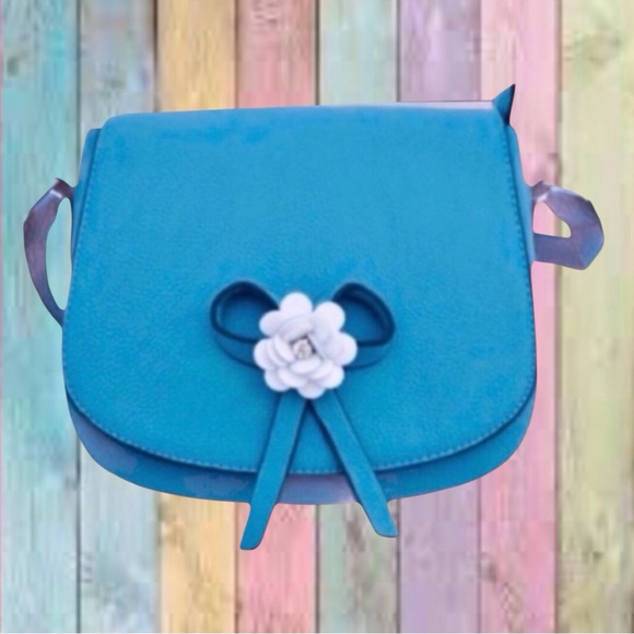 Blue Scuba Bow Crossbody Bag Purse - Picture 1 of 10
